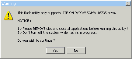 LiteOn SOHW-1673S - změna firmware 1