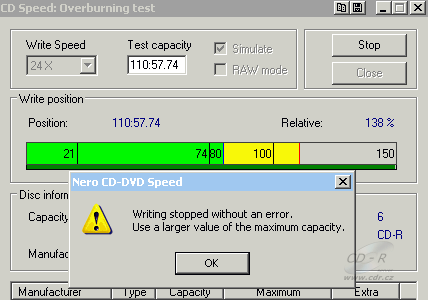 LiteOn SOHW-1673S - CDspeed overburn