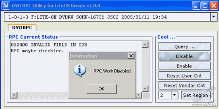 LiteOn SOHW-1673S - RPC disable