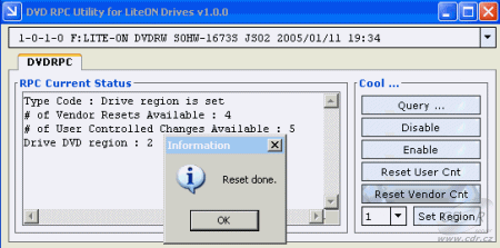 LiteOn SOHW-1673S - RPC reset