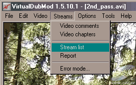 VirtualDubMod menu Stream List