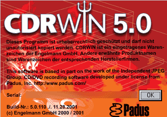 CDRWIN 5.0 about