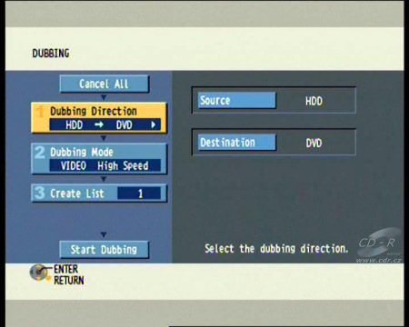 Panasonic DMR-EH50 - vysokorychlostní přepis z HDD na DVD