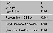 CloneCD menu Tools