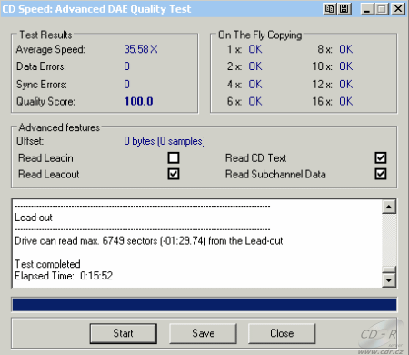 ASUS CB-5216A - CDspeed Advanced DAE speed test