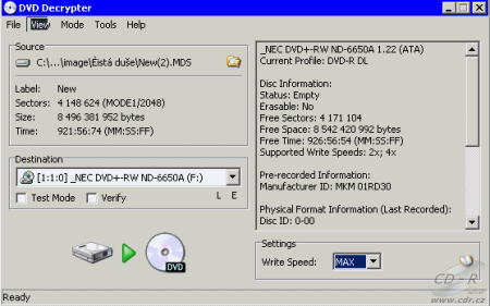 NEC ND-6550A - DVD Decrypter zápis DVD-R DL 4×