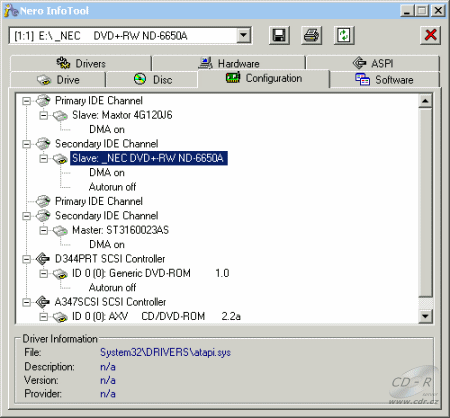 NEC ND-6650A - Nero InfoTool Config