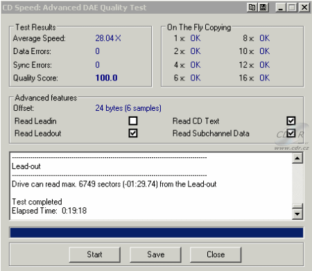 Sony DRU-800A - CDspeed Advanced DAE speed test