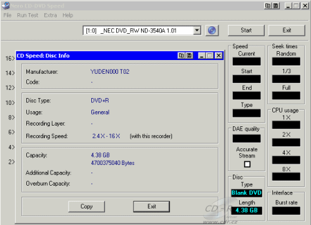 NEC ND-3540A - BookType DVD+R před zápisem