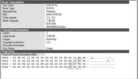 LG GSA-4165B - DVD-R DL Verbatim identifikace 2