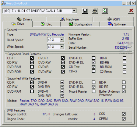 LG GWA-4161B - Nero InfoTool