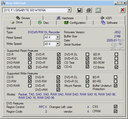 Gigabyte GO-W1616A - Nero InfoTool