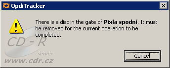 OpdiTracker: Upozornění, že ve štěrbině je disk