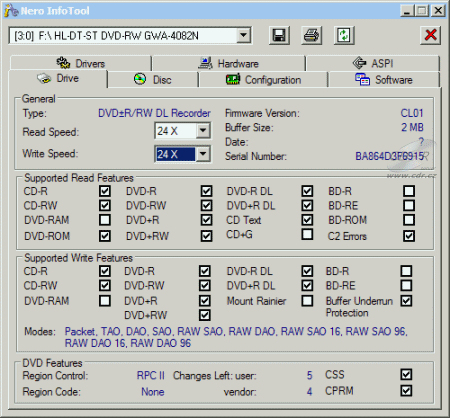 LG GWA-4082N - Nero InfoTool