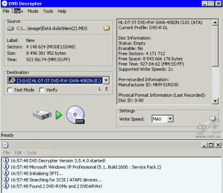 LG GWA-4082N - DVD Decrypter zápis DVD-R DL 4×@2×