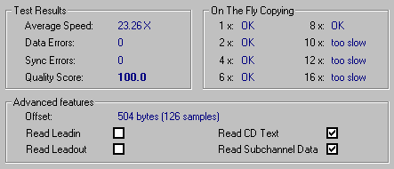 DVD+RW Ricoh MP5120A: Advanced DAE test