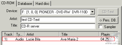 Pioneer DVR-110D - CD Text