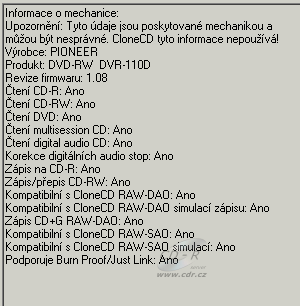 Pioneer DVR-110D - CloneCD