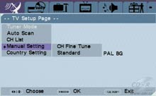 SiGMATeK PVR-1210: TV Setup Page - Manual Setting