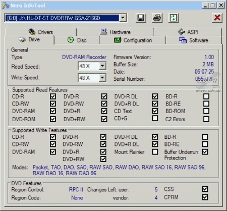 LG GSA-2166D - Nero InfoTool