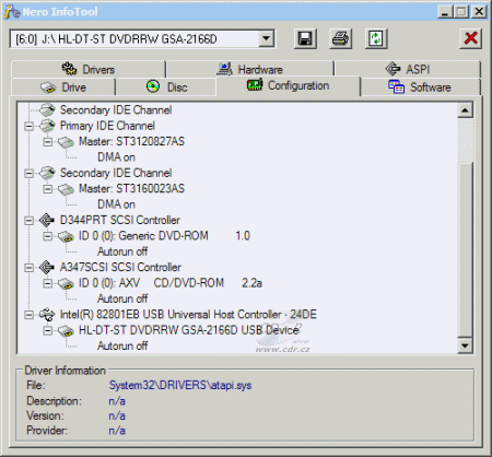 LG GSA-2166D - Nero InfoTool konfigurace