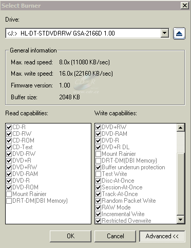 LG GSA-2166D - Ulead Burn Now