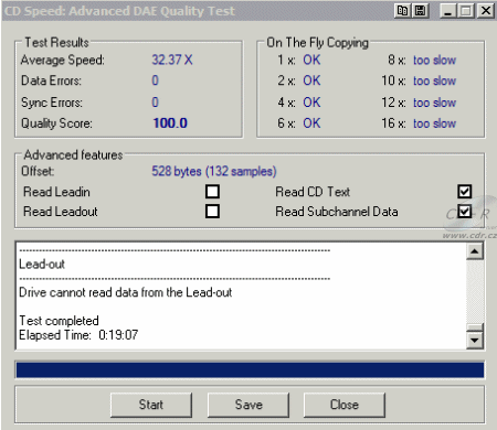 LG GSA-2166D - CDspeed Advanced DAE speed test