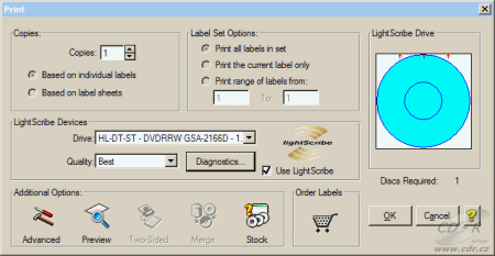 LG GSA-2166D - LightScribe v programu Surething