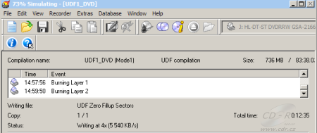 LG GSA-2166D - Nero zápis DVD-R DL layer jump