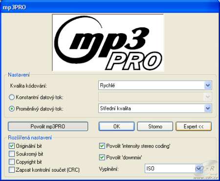 Nero 7 Premium - Burning ROM nastavení pro mp3PRO