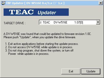 Teac DV-W516E - firmware update