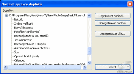 Nero 7 Premium - PhotoSnap správa doplňků