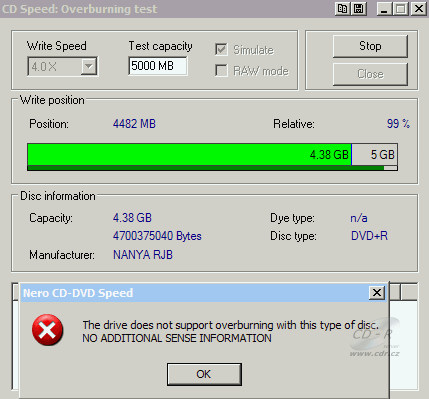 NEC ND-4550A - CDspeed overburn DVD+R