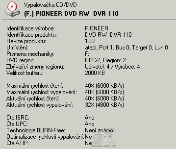 Pioneer DVR-110 - Alcohol 120%