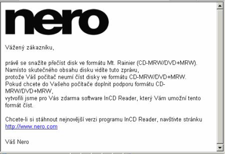 HP dvd840i - Nero výzva k MRW