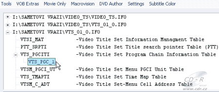 IfoEdit - otevřený původní VTS_04_0.IFO