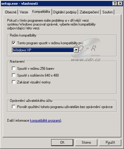 Nastavení režimu kompatibility s Windows XP ve Windows Serveru 2