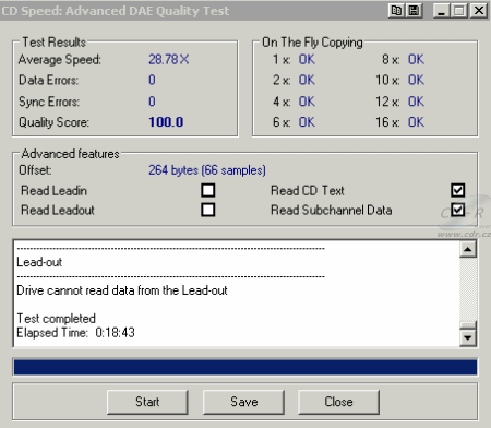 ASUS DRW-1608P2S - CDspeed Advanced DAE speed test