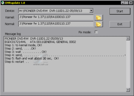 Pioneer DVR-110D - DRVupdate flash kernelu a firmware