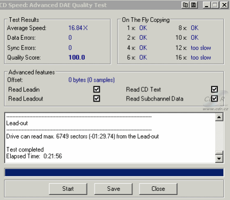 Sony DW-Q78A - CDspeed Advanced DAE speed test