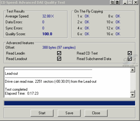 AOpen DUW1616/ARR - CDspeed Advanced DAE speed test