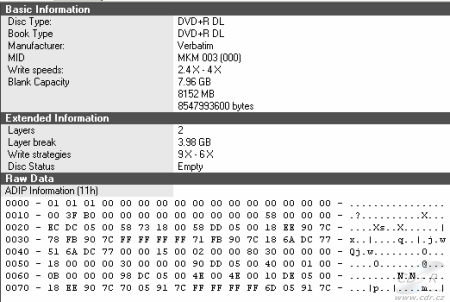 DVD+R DL Verbatim 8× info