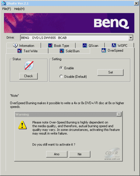 BenQ DW1655 - QSuite overspeed