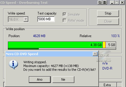 BenQ DW1655 - CDspeed overburn DVD-R