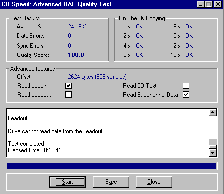 Teac CD-W540E Advanced DAE speed test