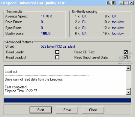 Panasonic UJ-846S - CDspeed Advanced DAE speed test