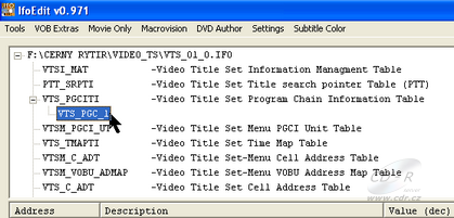 IfoEdit - výběr VTS_01_0.IFO