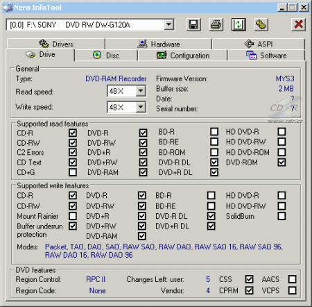 Sony DW-G120A Nero InfoTool