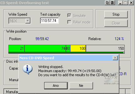 Sony DW-G120A - CDspeed overburn