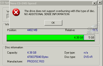 Sony DW-G120A - CDspeed overburn DVD+R
